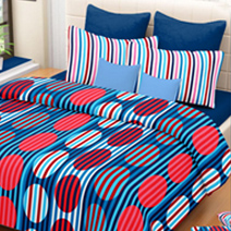 Double printed bed sheet with two matching pillow covers
