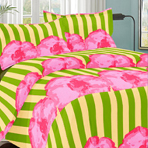 Double printed bed sheet with two matching pillow covers